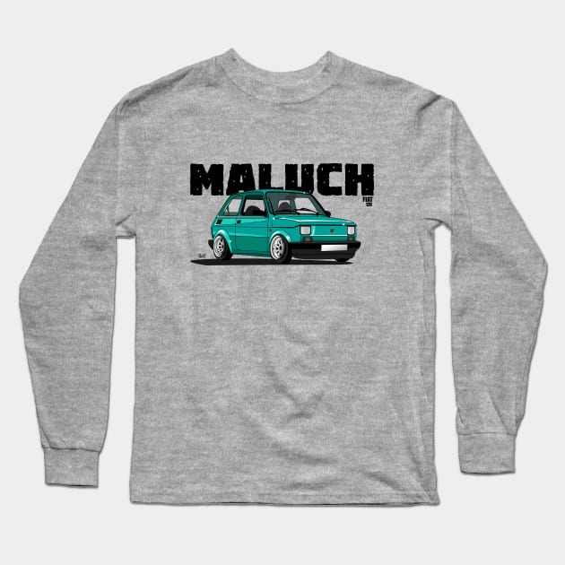 Fiat 126 Maluch Green Long Sleeve T-Shirt by shketdesign